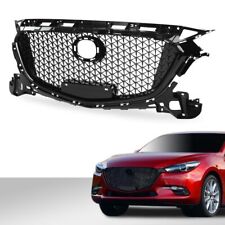 Front Bumper Grille Grill Honeycomb Glossy Black Fit For 2017 2018 Mazda 3 Axela