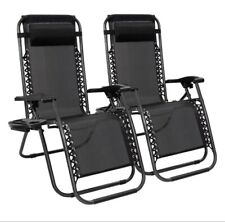 Zero Gravity Chairs 2 Adjustable Folding Lounge Recliners Removable Cup Holders