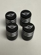4pcs Black Silver Round Tire Valve Stem Cap For Mini Cooper Cars Universal