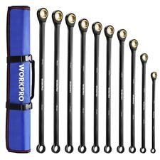 Workpro 10pc Extra Long Ratcheting Wrench Set 8-19mm Combination Metric 72-teeth