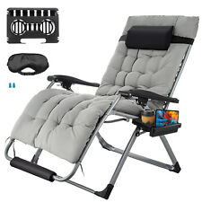 Oversized Padded Zero Gravity Chair With Pillow Cushion Footrest Cup Tray 500lbs