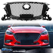 New Fit For 2017-2018 Mazda 3 Axela Front Bumper Upper Grille Mesh Grill Gloss